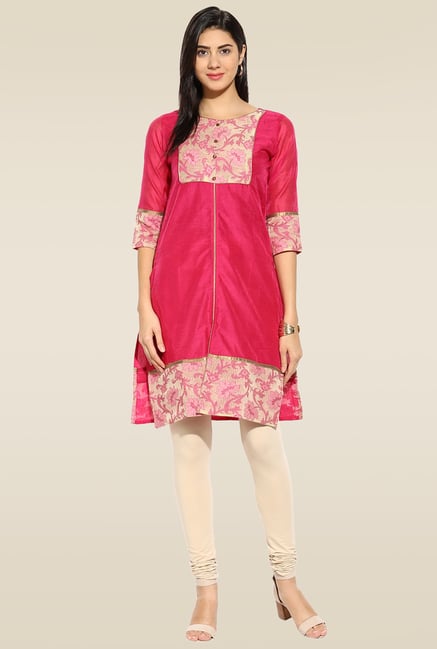 Mytri Pink Regular Fit Kurta Mytri Pink Regular Fit Kurta
