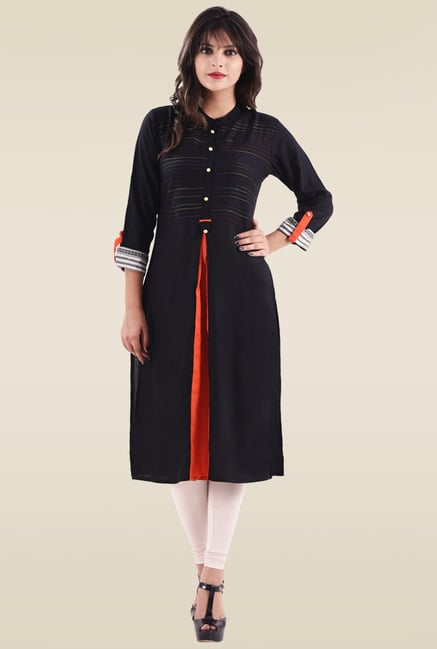 Hirshita Black Regular Fit Kurti Hirshita Black Regular Fit Kurti