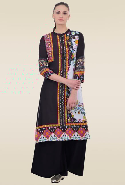 Juniper Black Regular Fit Printed Kurta Juniper Black Regular Fit Printed Kurta