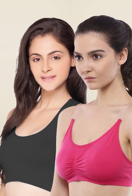 C9 Seamless Pink & Black Non Padded Bra (Pack Of 2) C9 Seamless Pink & Black Non Padded Bra (Pack Of 2)