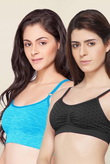 C9 Seamless Black & Turquoise Non Padded Bra (Pack Of 2) C9 Seamless Black & Turquoise Non Padded Bra (Pack Of 2)