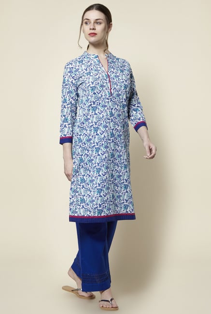 Zudio Blue Floral Print Kurta Zudio Blue Floral Print Kurta