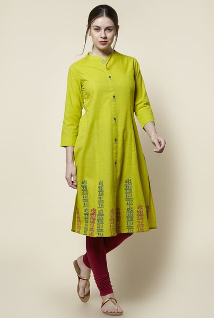 Zudio Lime Printed Kurta Zudio Lime Printed Kurta