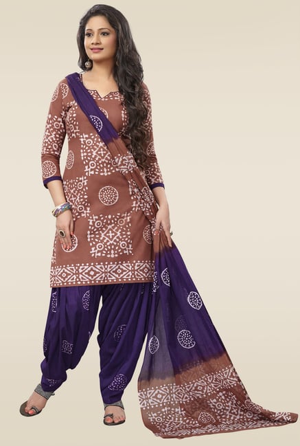 Salwar Studio Brown & Purple Dress Material Salwar Studio Brown & Purple Dress Material