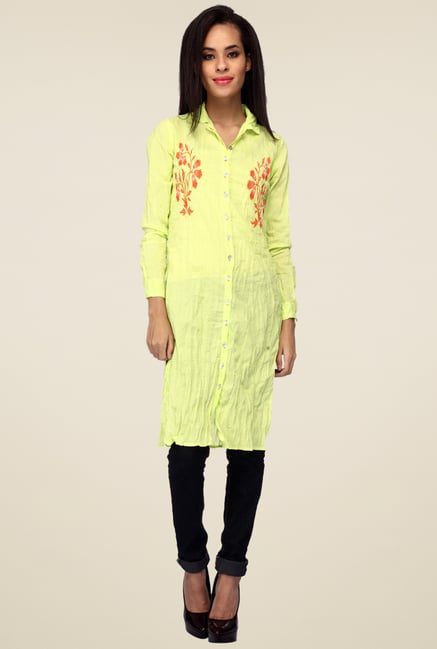 Mineral Yellow Embroidered Shirt Dress Mineral Yellow Embroidered Shirt Dress