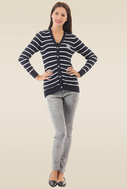 Monte Carlo Navy Striped Cardigan Monte Carlo Navy Striped Cardigan