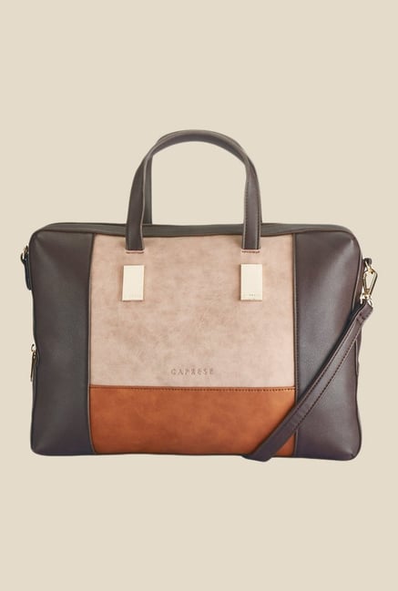 Caprese Shirine Pink & Tan Solid Laptop Bag Caprese Shirine Pink & Tan Solid Laptop Bag