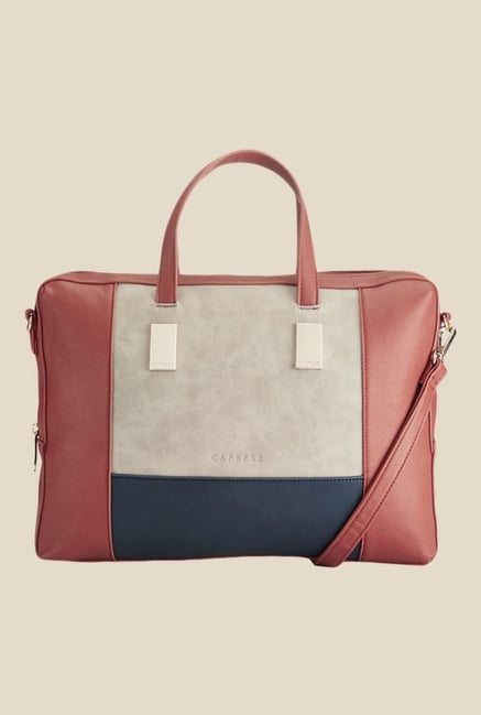 Caprese Shirine Beige & Navy Solid Laptop Bag Caprese Shirine Beige & Navy Solid Laptop Bag