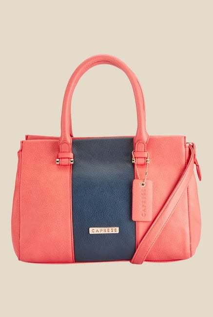 Caprese Zoe Coral & Navy Solid Handbag Caprese Zoe Coral & Navy Solid Handbag