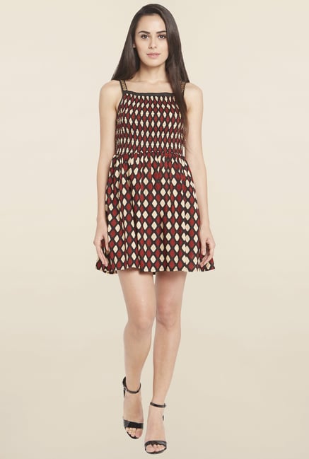 Globus Red & Beige Printed Dress Globus Red & Beige Printed Dress