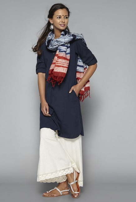 Okhai Blue Earth's Core Naturally Dyed Silk Stole Okhai Blue Earth's Core Naturally Dyed Silk Stole