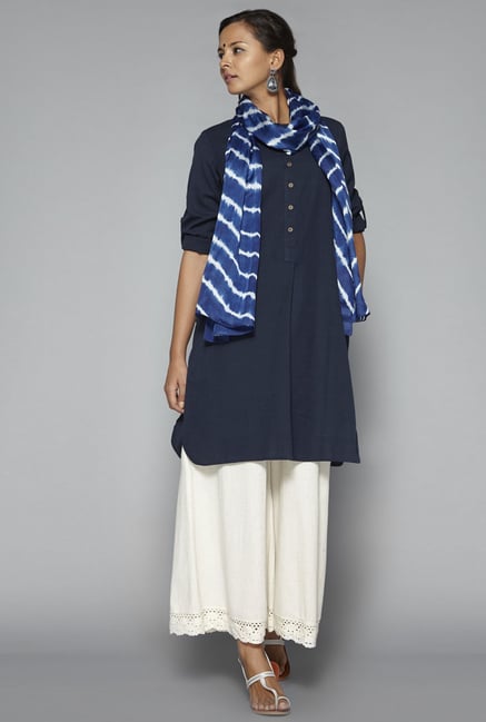 Okhai Blue Naturally Dyed Silk Stole Okhai Blue Naturally Dyed Silk Stole