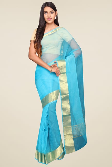 Pavecha Aqua Blue Banarasi Zari Saree Pavecha Aqua Blue Banarasi Zari Saree