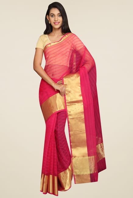 Pavecha Pink Striped Saree Pavecha Pink Striped Saree