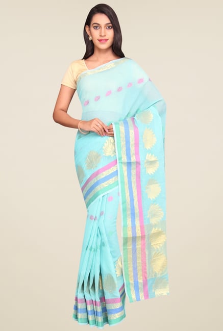 Pavecha Blue Zari Saree Pavecha Blue Zari Saree