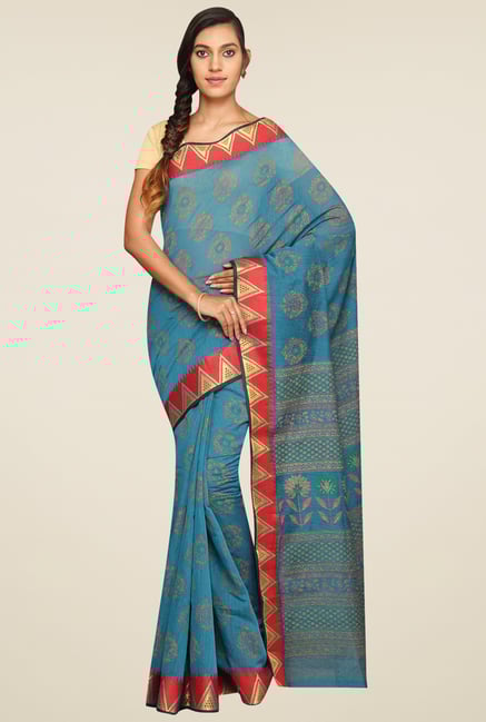 Pavecha Blue Zari Saree Pavecha Blue Zari Saree
