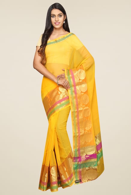 Pavecha Yellow Banarasi Saree Pavecha Yellow Banarasi Saree