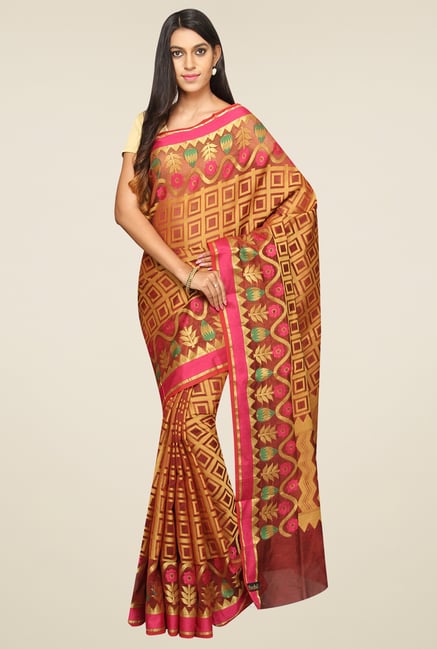 Pavecha Orange Banarasi Saree Pavecha Orange Banarasi Saree
