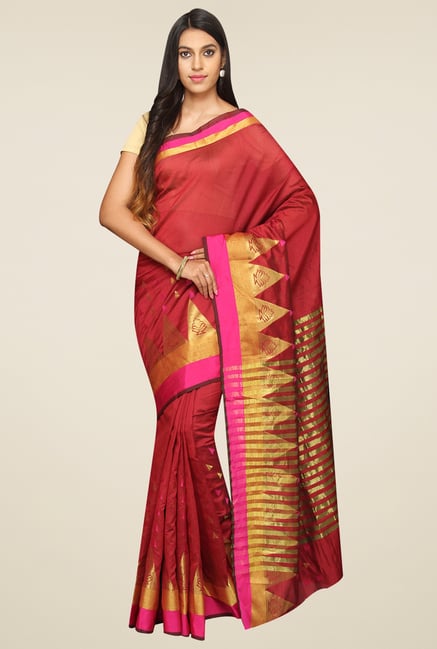 Pavecha Maroon Banarasi Zari Saree Pavecha Maroon Banarasi Zari Saree