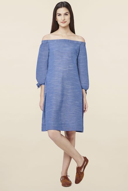 AND Blue Textured Dress AND Blue Textured Dress
