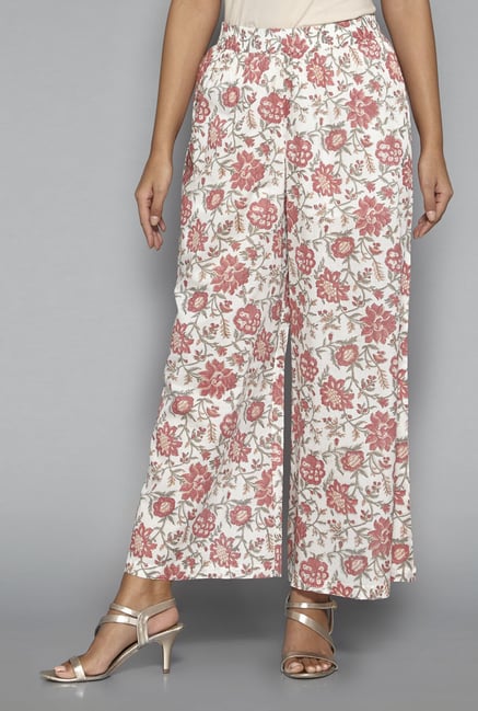 Zuba by Westside Peach Floral Print Palazzos Zuba by Westside Peach Floral Print Palazzos