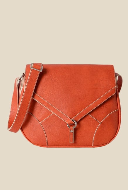 Baggit Renne Gland Orange Synthetic Solid Saddle Sling Bag Baggit Renne Gland Orange Synthetic Solid Saddle Sling Bag