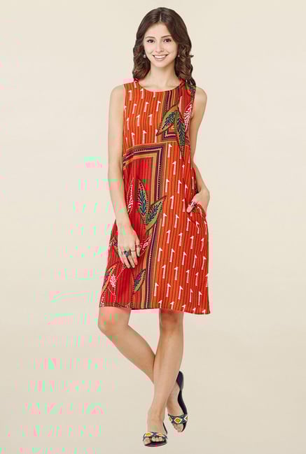 Global Desi Rust Printed Dress Global Desi Rust Printed Dress