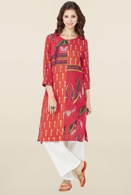Global Desi Rust Printed Kurti Global Desi Rust Printed Kurti