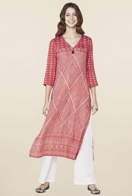Global Desi Rust Geometric Print Kurta Global Desi Rust Geometric Print Kurta