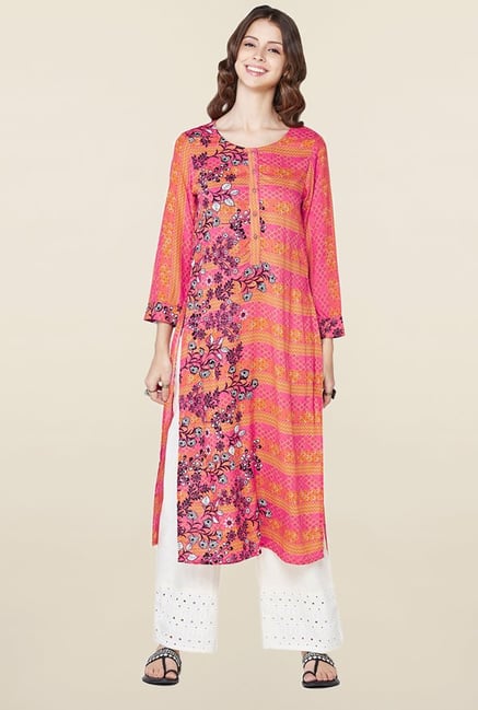 Global Desi Pink Printed Kurta Global Desi Pink Printed Kurta