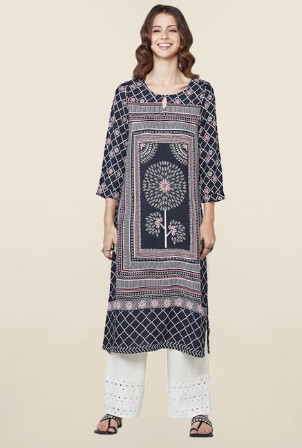 Global Desi Black Printed Kurta Global Desi Black Printed Kurta