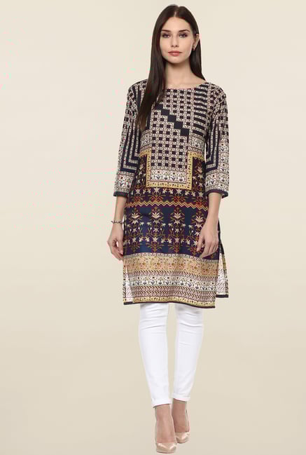 Ahalyaa Multicolor Printed Cotton Kurti Ahalyaa Multicolor Printed Cotton Kurti