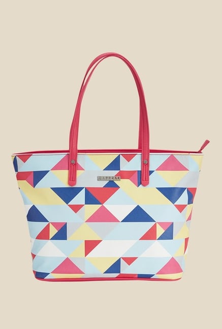 Caprese Paula Coral Red Printed Tote Shoulder Bag Caprese Paula Coral Red Printed Tote Shoulder Bag