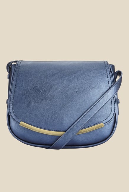 Caprese Helena Metallic Blue Textured Sling Bag Caprese Helena Metallic Blue Textured Sling Bag