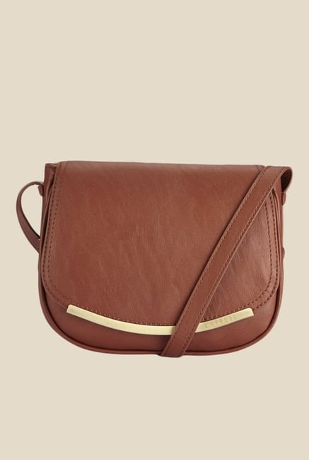 Caprese Helena Saddle Brown Textured Sling Bag Caprese Helena Saddle Brown Textured Sling Bag