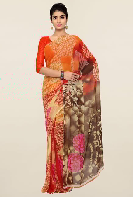 Triveni Multicolor Printed Chiffon Saree Triveni Multicolor Printed Chiffon Saree