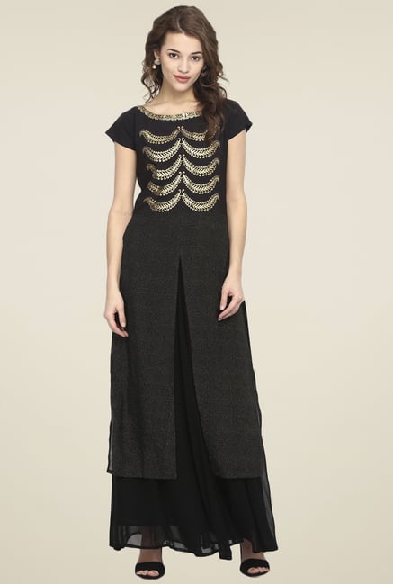Ahalyaa Black Cap Sleeves Kurti Ahalyaa Black Cap Sleeves Kurti