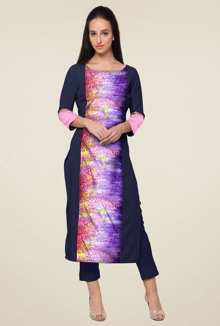 Ahalyaa Navy 3/4th Sleeves Kurti Ahalyaa Navy 3/4th Sleeves Kurti