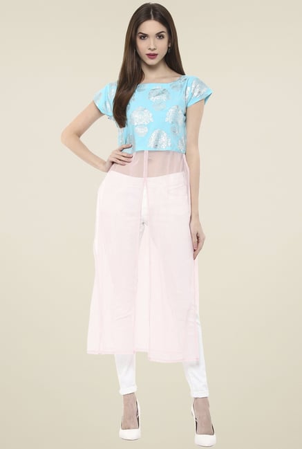 Ahalyaa Blue Cap Sleeve Kurti Ahalyaa Blue Cap Sleeve Kurti