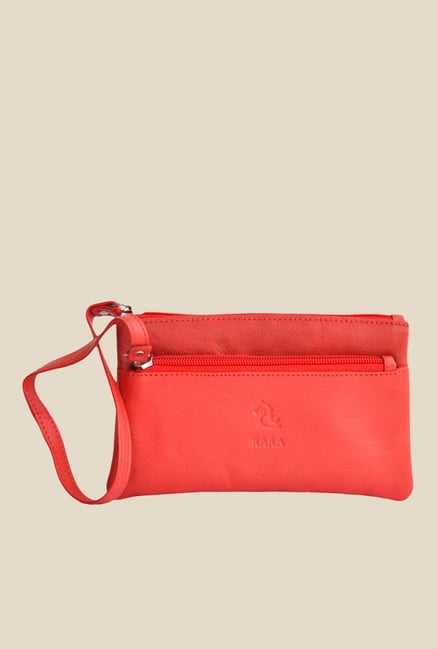 Kara Red Solid Leather Wristlet Kara Red Solid Leather Wristlet