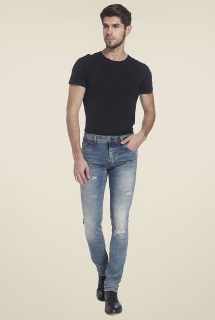 Jack & Jones Blue Ripped Cotton Jeans Jack & Jones Blue Ripped Cotton Jeans