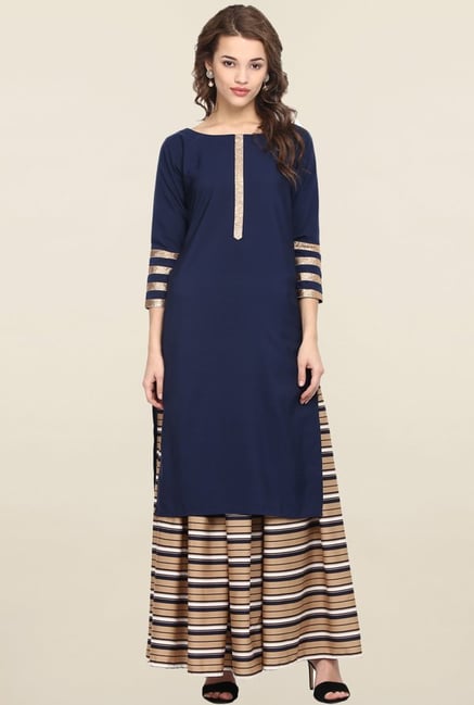 Ahalyaa Navy Printed Kurta Ahalyaa Navy Printed Kurta