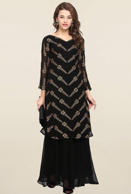Ahalyaa Black Printed Kurta Ahalyaa Black Printed Kurta
