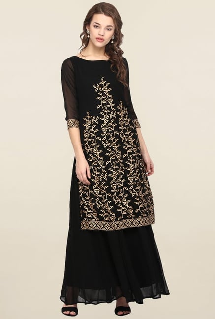Ahalyaa Black Printed Kurta Ahalyaa Black Printed Kurta