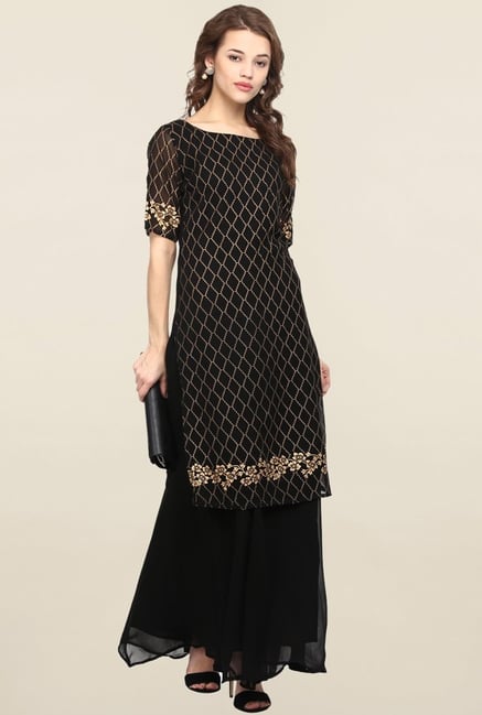 Ahalyaa Black Printed Kurta Ahalyaa Black Printed Kurta