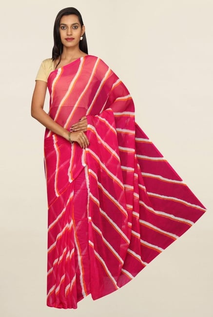 Pavecha's Pink Leheria Chiffon Saree Pavecha's Pink Leheria Chiffon Saree
