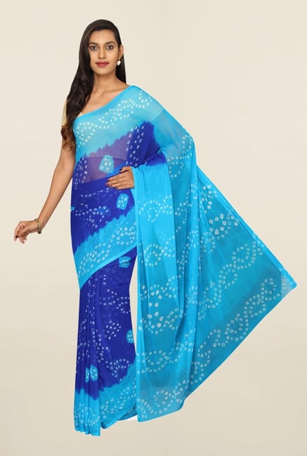 Pavecha's Blue Bandhani Banarasi Chiffon Saree Pavecha's Blue Bandhani Banarasi Chiffon Saree