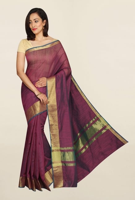 Pavecha's Maroon Banarasi Cotton Silk Saree Pavecha's Maroon Banarasi Cotton Silk Saree
