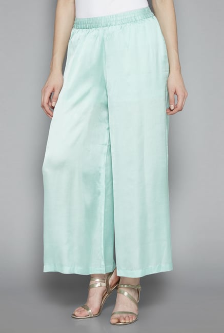 Zuba by Westside Mint Green Satin Palazzos Zuba by Westside Mint Green Satin Palazzos