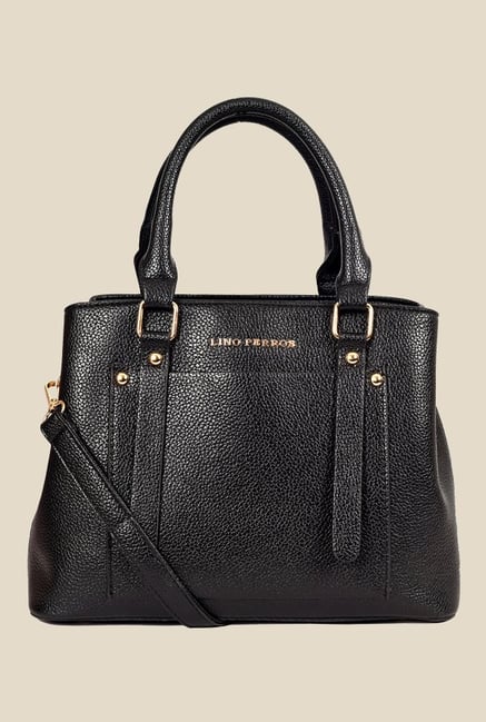 Lino Perros Black Solid Handbag Lino Perros Black Solid Handbag